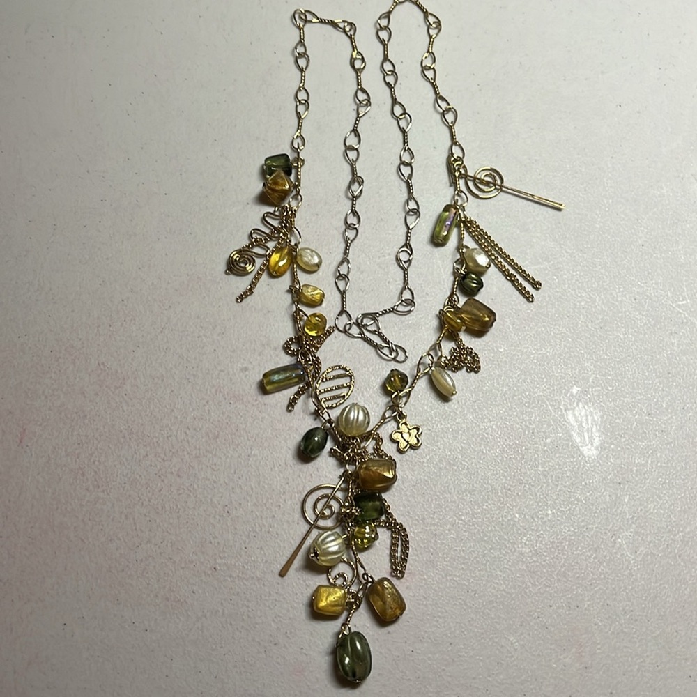 Charm necklace with earth, tone beads - Picture 4 of 5